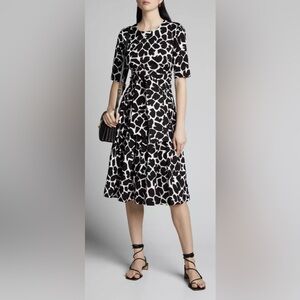 Samantha Sung Giraffe Print Black and White Dress, Size 10